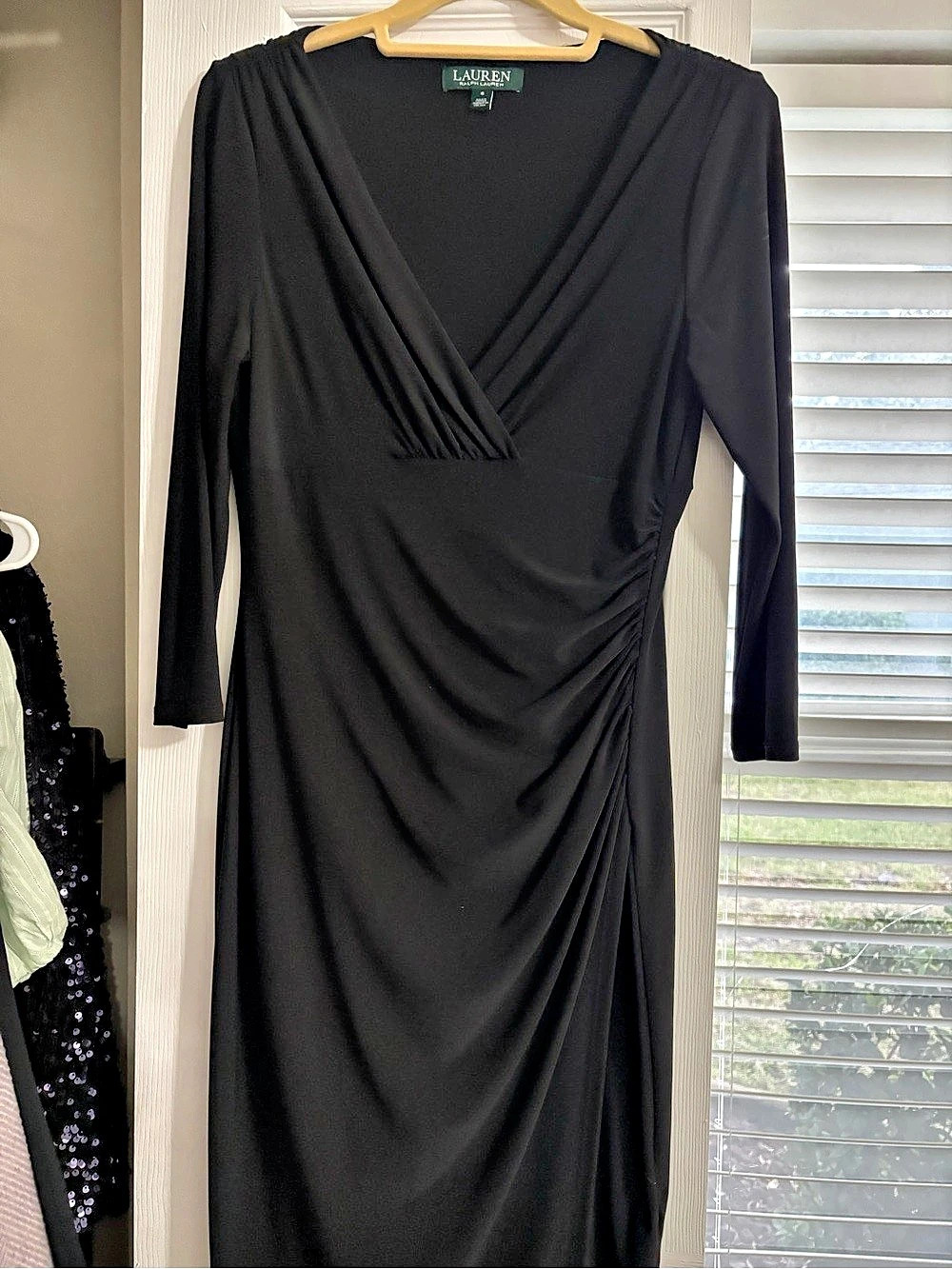 Lauren Ralph Lauren Ruched Maxi Dress in Black Size Small Like New